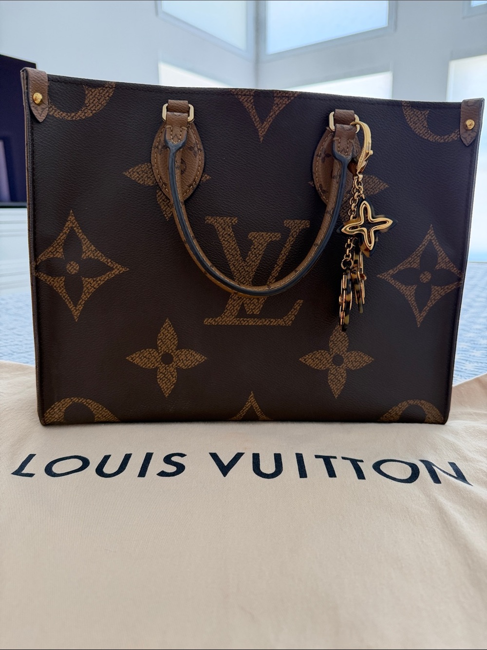 Louis Vuitton Monogram Canvas Tote in Dark Brown & Cognac